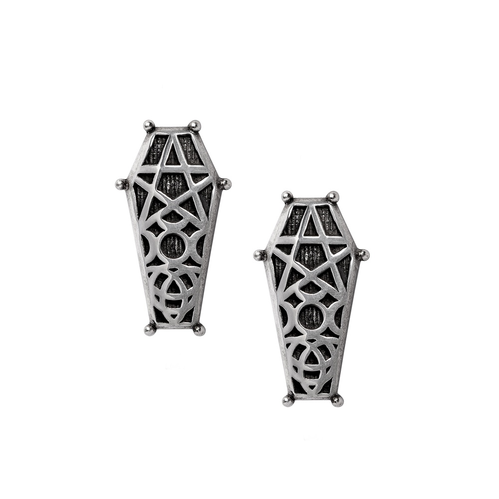 Alchemy - Hex Coffin Stud earrings - Silver coloured